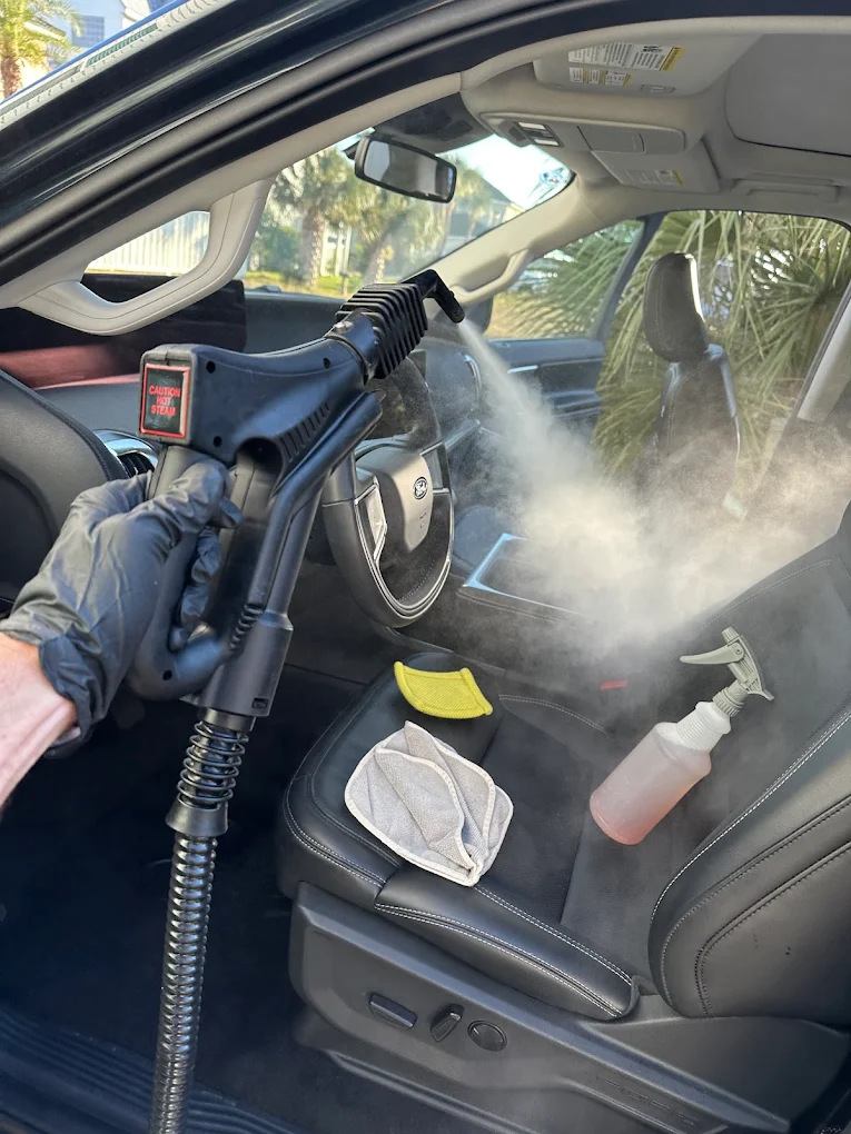 Interior of a vehicle after a Gulf Coast Detailers mobile car detail in Fort Walton Beach